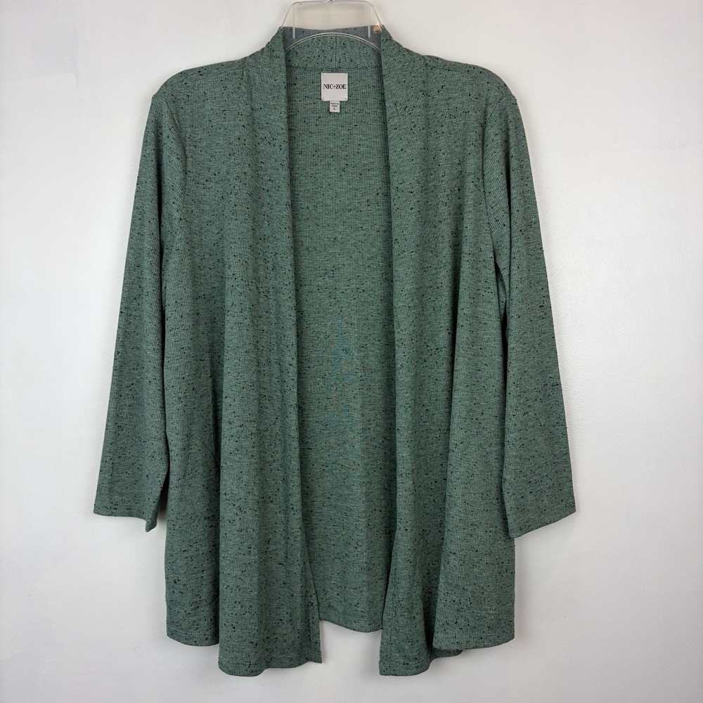 Nic + Zoe Lightweight Cardigan Sweater Womens Large Lightweight Layer Green